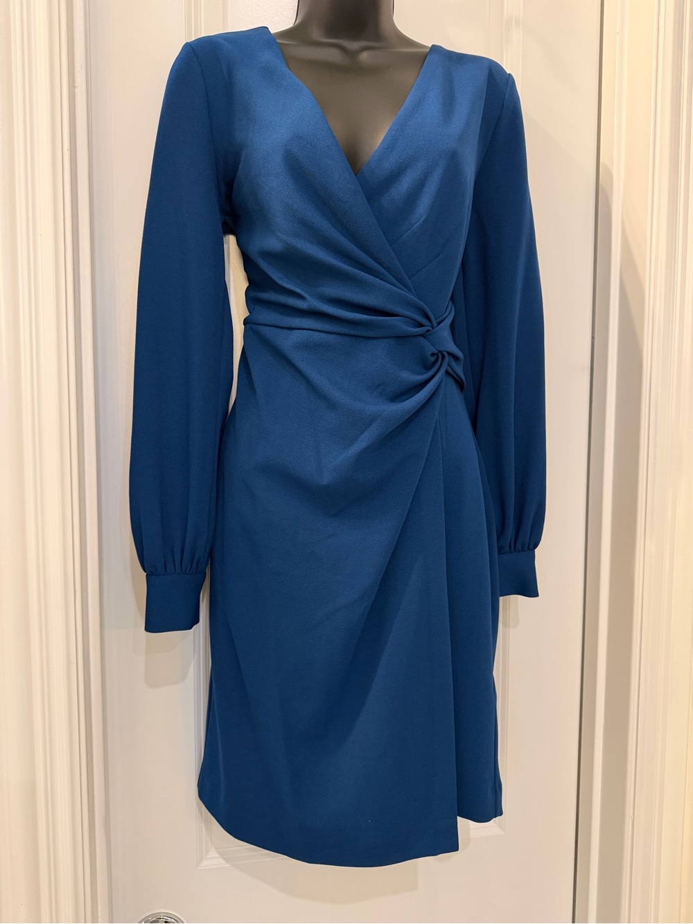 DKNY Blue Twist-Waist Faux-Wrap Dress — Size 4